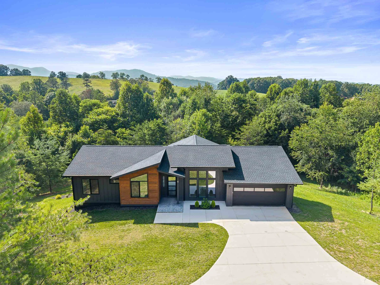 Aerial drone view of home in Leicester, NC — 4 Tremorra Trl