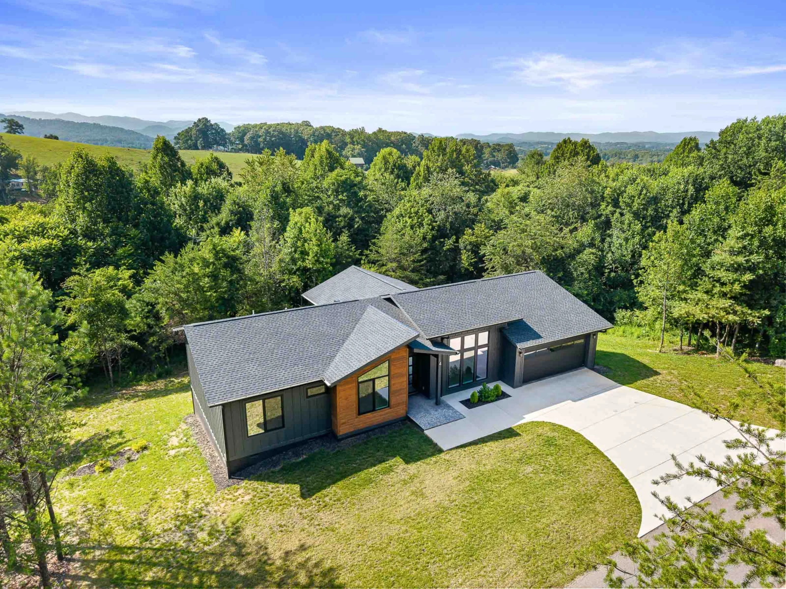 Aerial drone view of home in Leicester, NC — 4 Tremorra Trl